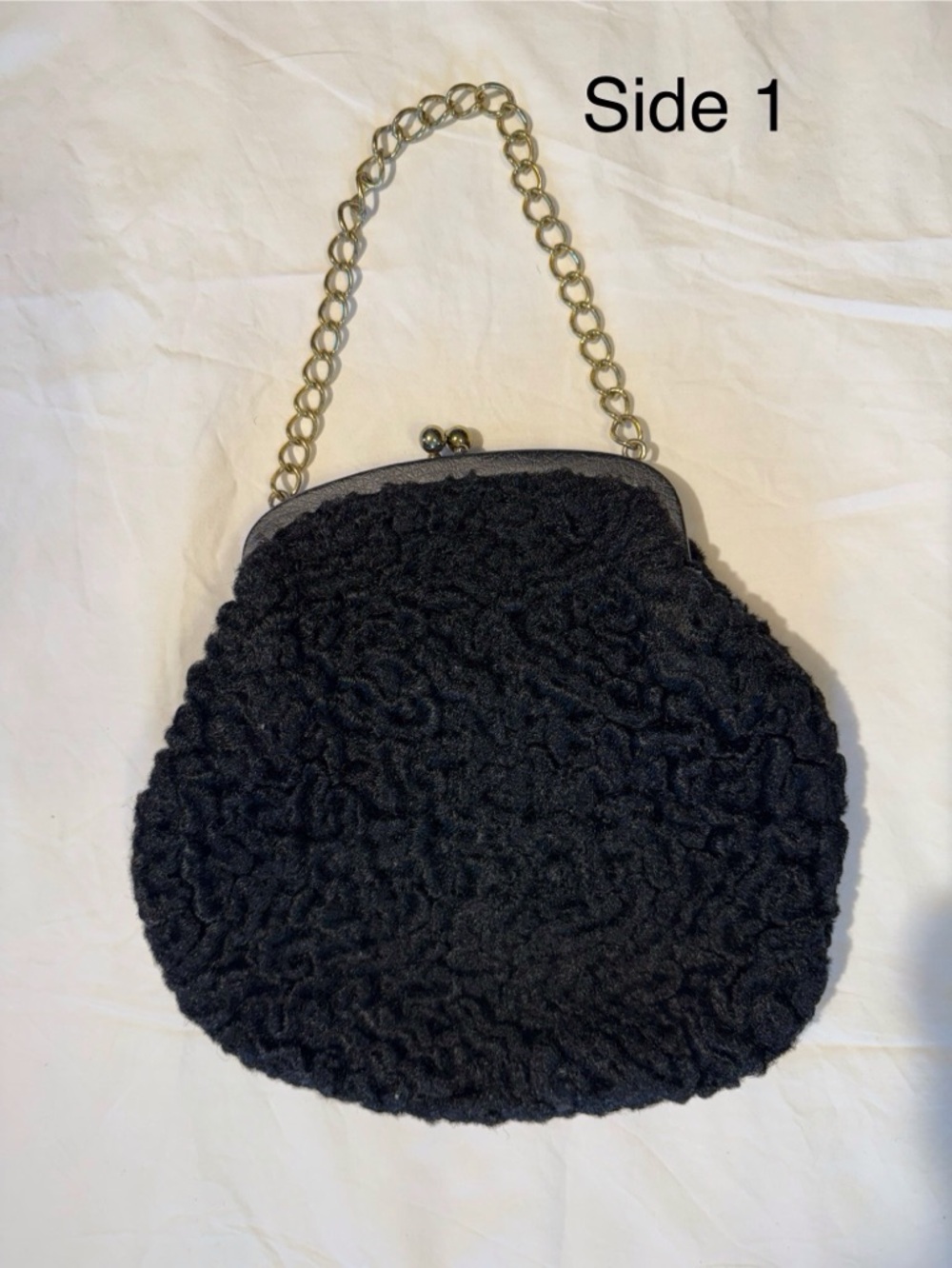 Vintage Boiled Wool Purse on a Chain